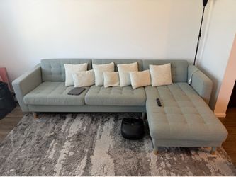 Modern 106” Sectional Sofa with Right-Facing Chaise + Pillows
