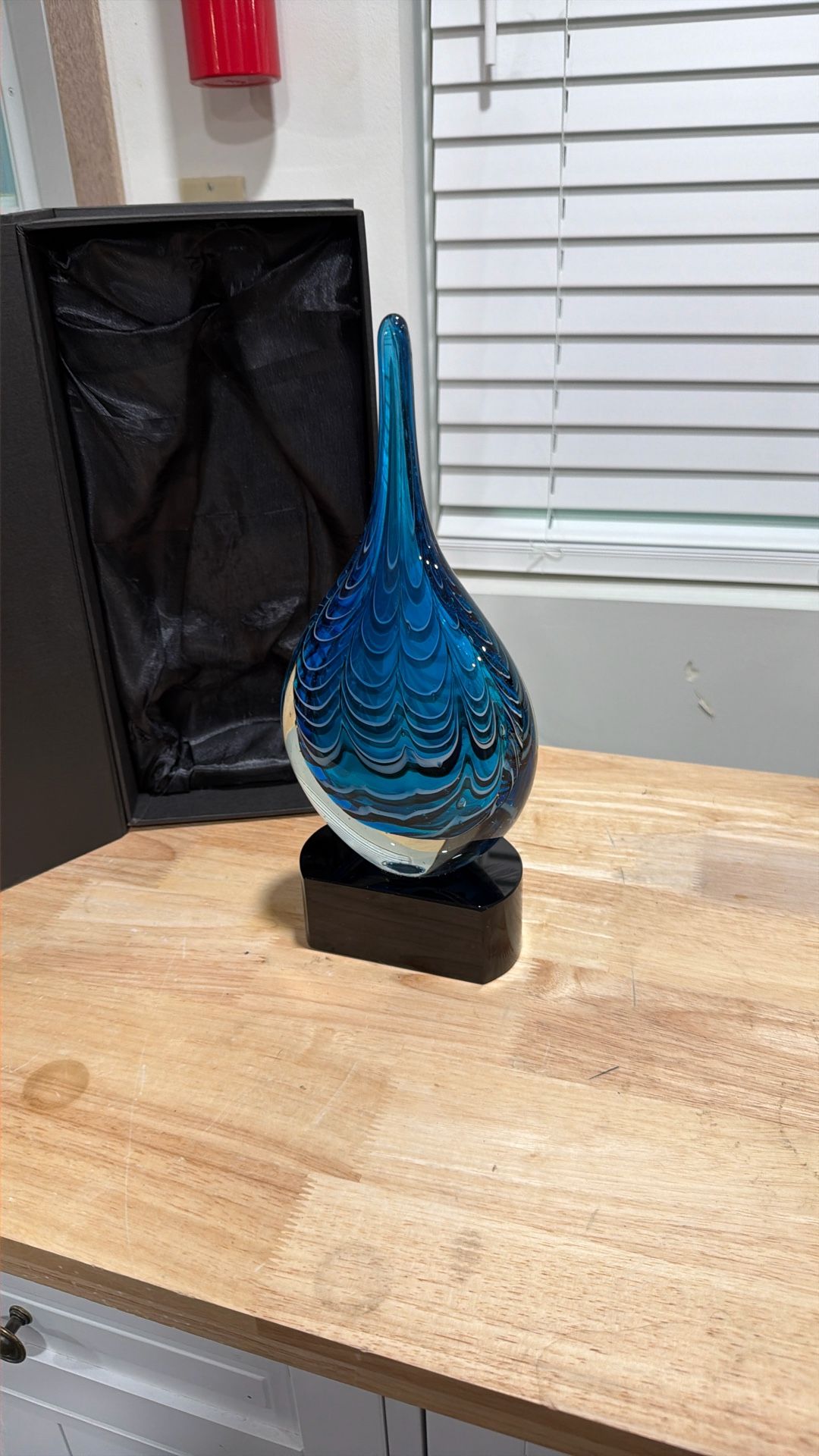 Glass Art Blue Raindrop 
