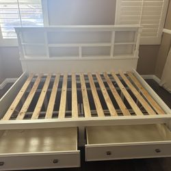 White bed frame with drawers BEST OFFER