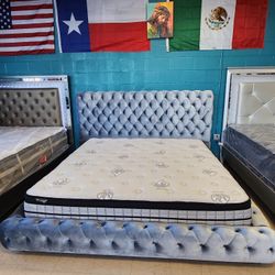 King Platform Bed Frame With Mattress 