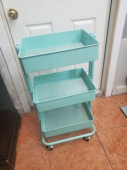 Simply Tidy Lexington 3 Tier Rolling Cart in a matte jelly mint
