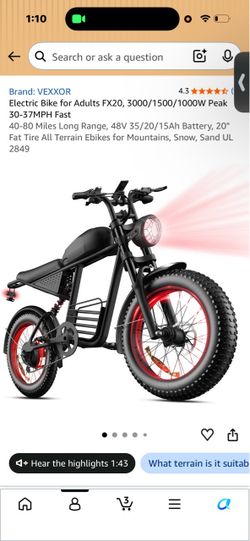 Vexxor FX20 E-bike 33mph  40-50 miles range