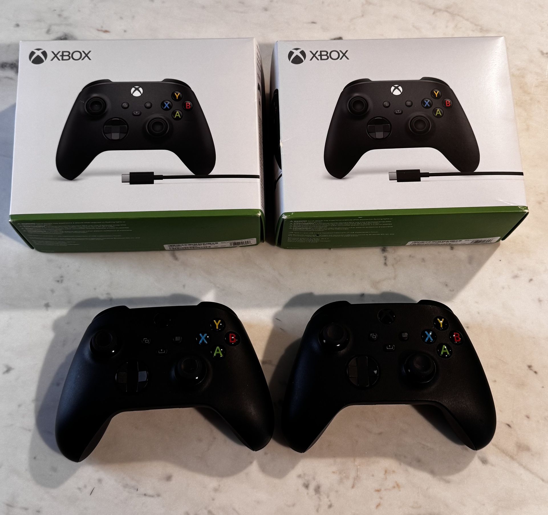 HAS STICK DRIFT!! — TWO (2) Microsoft Series X Controllers, Model 1914, Black, Works but has DRIFT