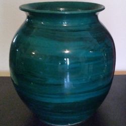 Large Glazed Vase / Flower Pot - Measures 1O"L X 7" Well Rim Diameter