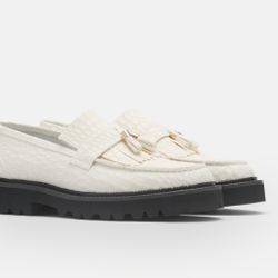 BRAND NE Marc Nolan White Suede Loafers