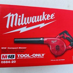 New Milwaukee 0884-20 M18 18 Volt Cordless Jobsite Blower Variable Speed 100 CFM