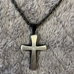 MSRP $100 New Invicta Diamond Accent Cross Pendant With Chain
