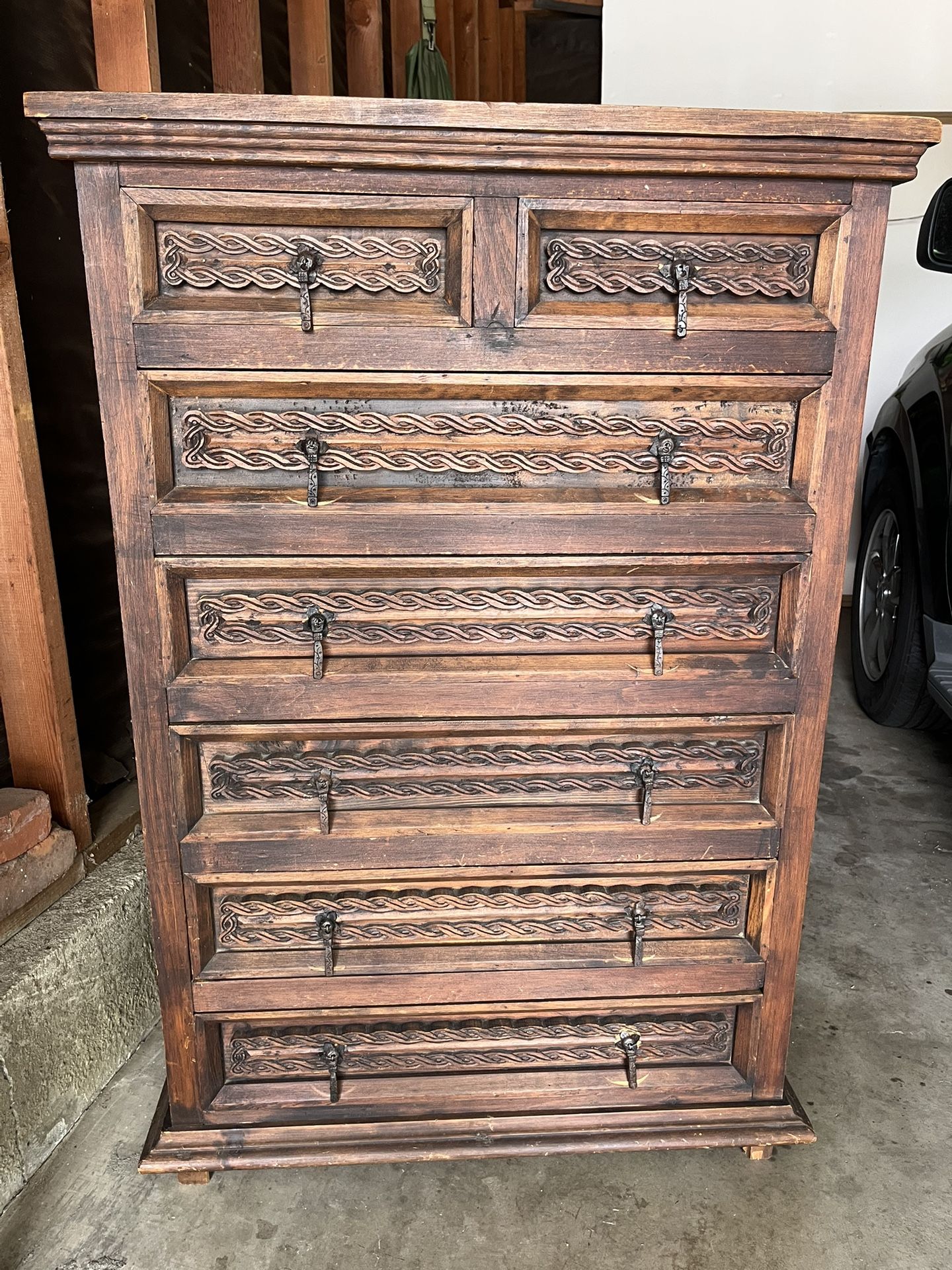 Hand Carved Wood Dresser