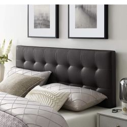 Modway Lily Tufted Faux Leather Upholstered King Headboard in Brown 