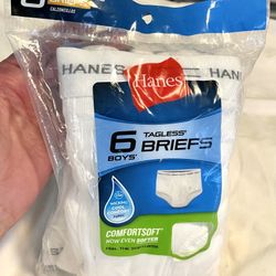 Hanes White Tagless Briefs - 6 pack - Boys Medium (10-12) - BRAND NEW IN PKG