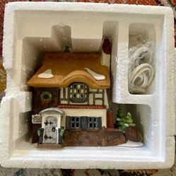 Dept. 56 Heritage Village Collection – Dickens’ Village Series “BETSY TROTWOOD’S COTTAGE” – 1989 Hand-painted porcelain. Includes original Styrofoam i