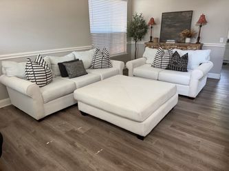 Living Spaces Sofa, Loveseat & Oversized Ottoman Set