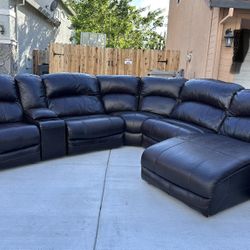 Gorgeous Real Leather Sectional Couch/Sofa with Recliners | FREE DELIVERY