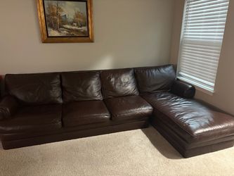 Dark Brown Leather Sectional Sofa with Chaise