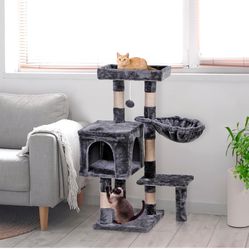  36 inch Cat Tree with Cat Hammock & Toy，Cat Tower for Indoor Cats with Cat Scratching Post, Cat Condo Furniture Activity Centre, Dark Gray