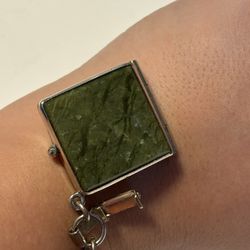 Green Stone Pill Box Bracelet 