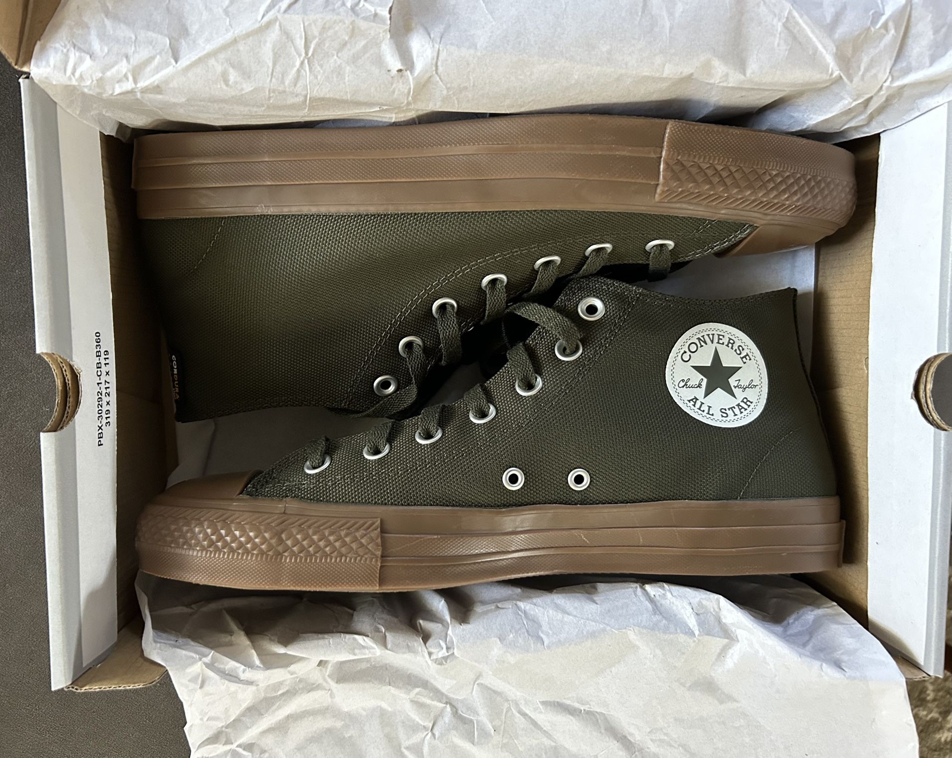 Converse Cons CTAS Pro Mid Cordura, Cargo Khaki/Gum, size 10.5 mens. 