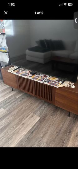 Modern Slatted Wood TV Stand