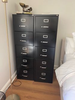 5-Drawer Vertical Legal-Sized Filing Cabinets in Black -$500 each