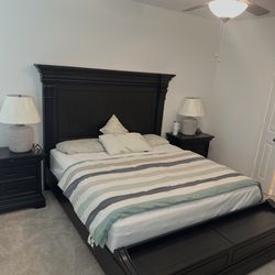 Clinton Storage King Size Bed , Dresser, And Two Night Stand 