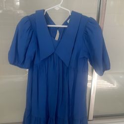 Girls Blue Dress, Size 7 (122 Cm). 