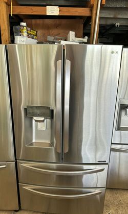 LG 3-Door Refrigerator (French Door Fridge) Stainless Steel - Water Dispenser, Fingerprint Resistant