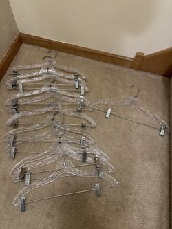 Set of 12 Clear Plastic Hangers $10