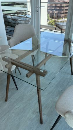 Wood Glass Dining Table 