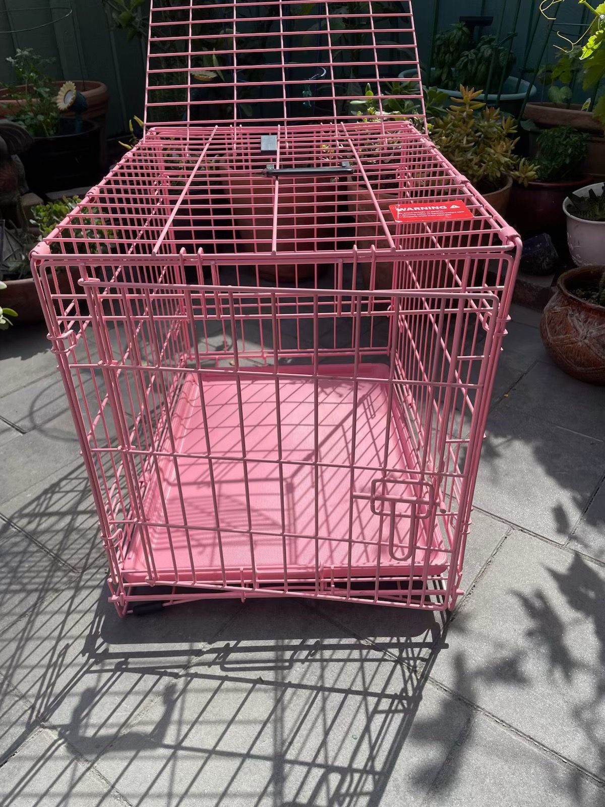 Foldable pink metal cage medium size