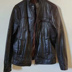 Men's Brown Leather Jacket Small