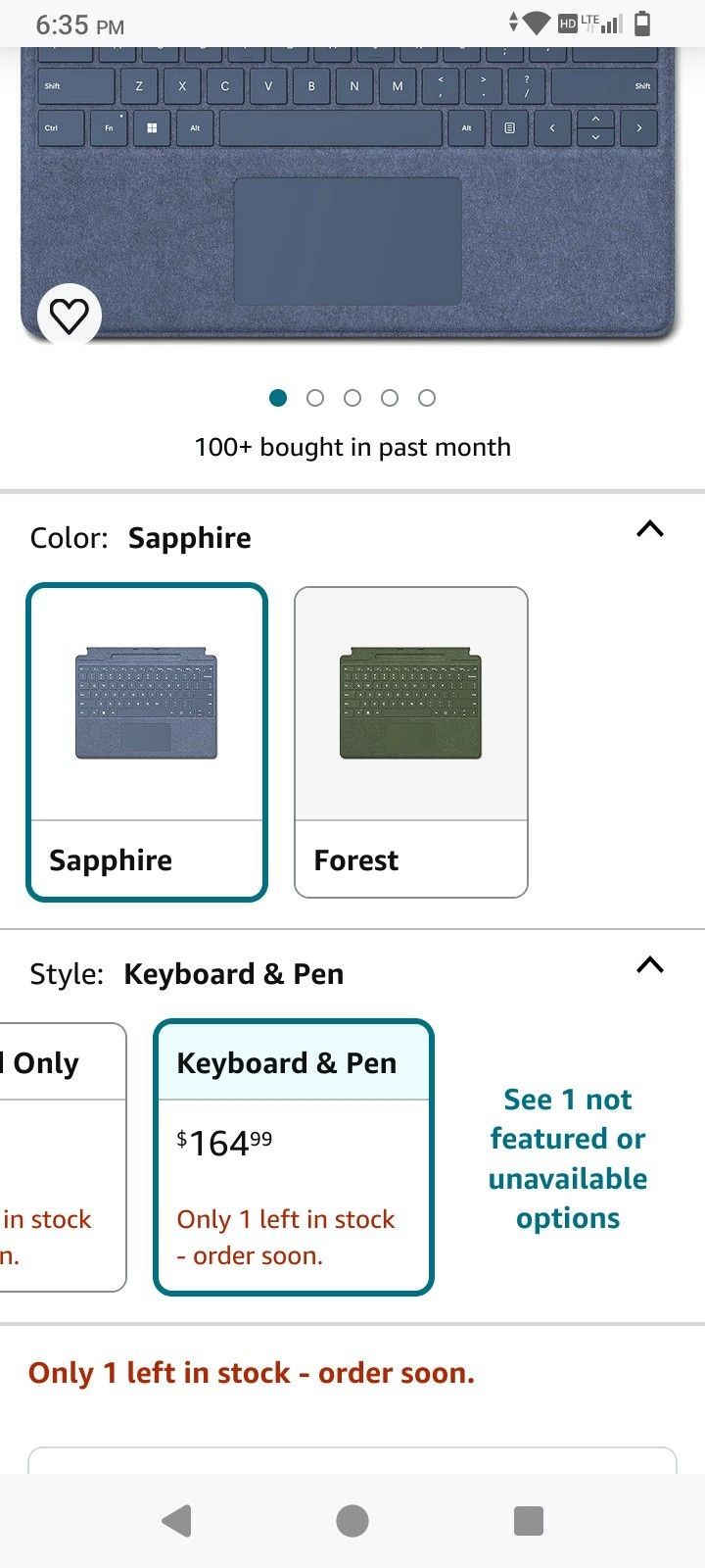 Microsoft Surface Pro Signature Keyboard with Slim Pen 2 Bundle, Sapphire Colour Keyboard