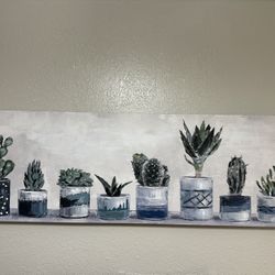 FREE Succulents in Blue Pots Canvas Wall Art 20" x 60"