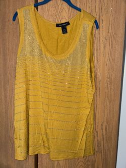 Mustard color a line shirt w/rhinestones size 22/24