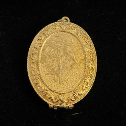 Vintage Gold Tone Large Oval Locket NO CHAIN Solid Perfume Fragrance
