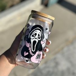 Scream No you hang up Glass Cup Halloween