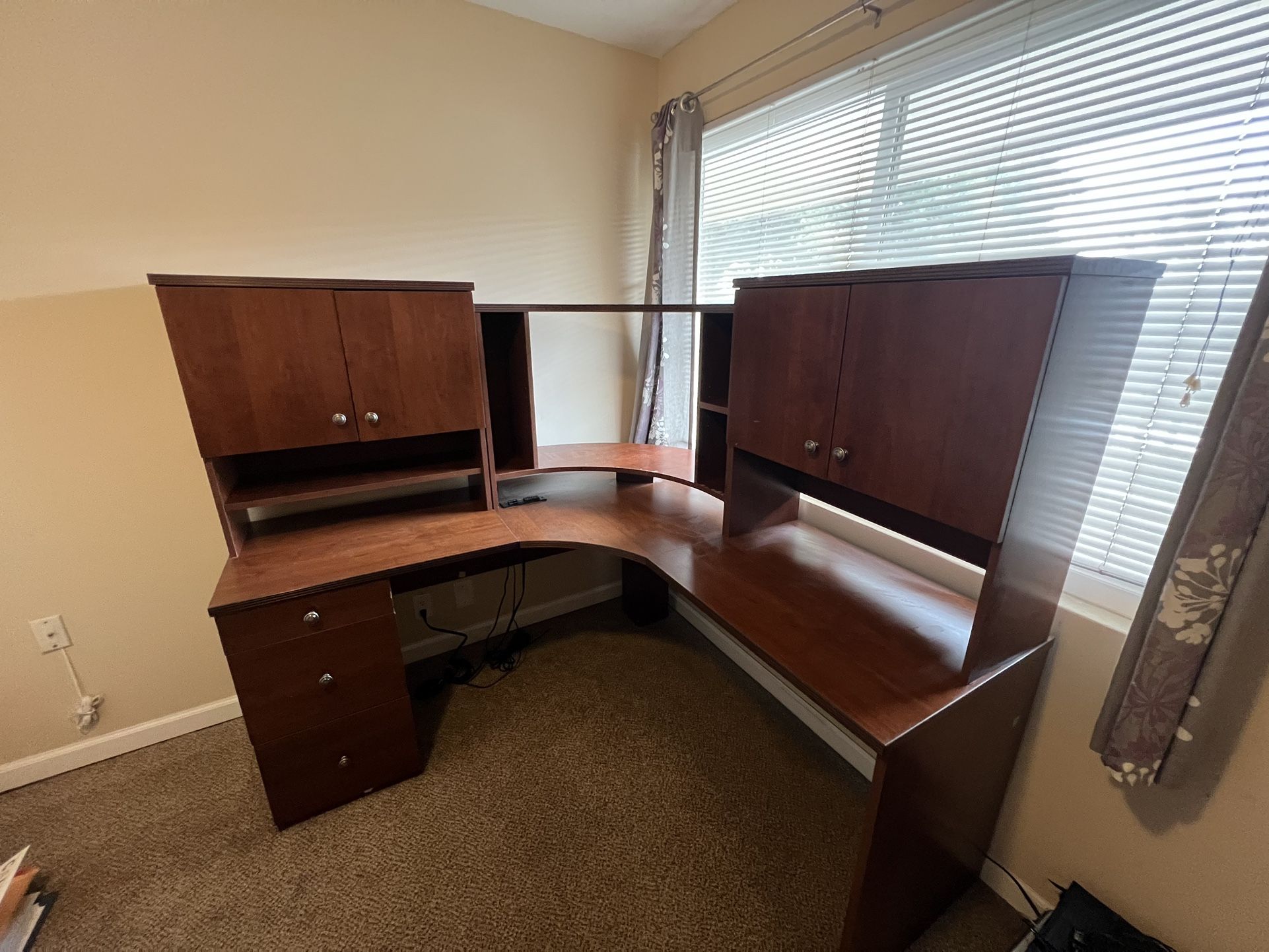 Corner Office Desk with Built-In Outlets