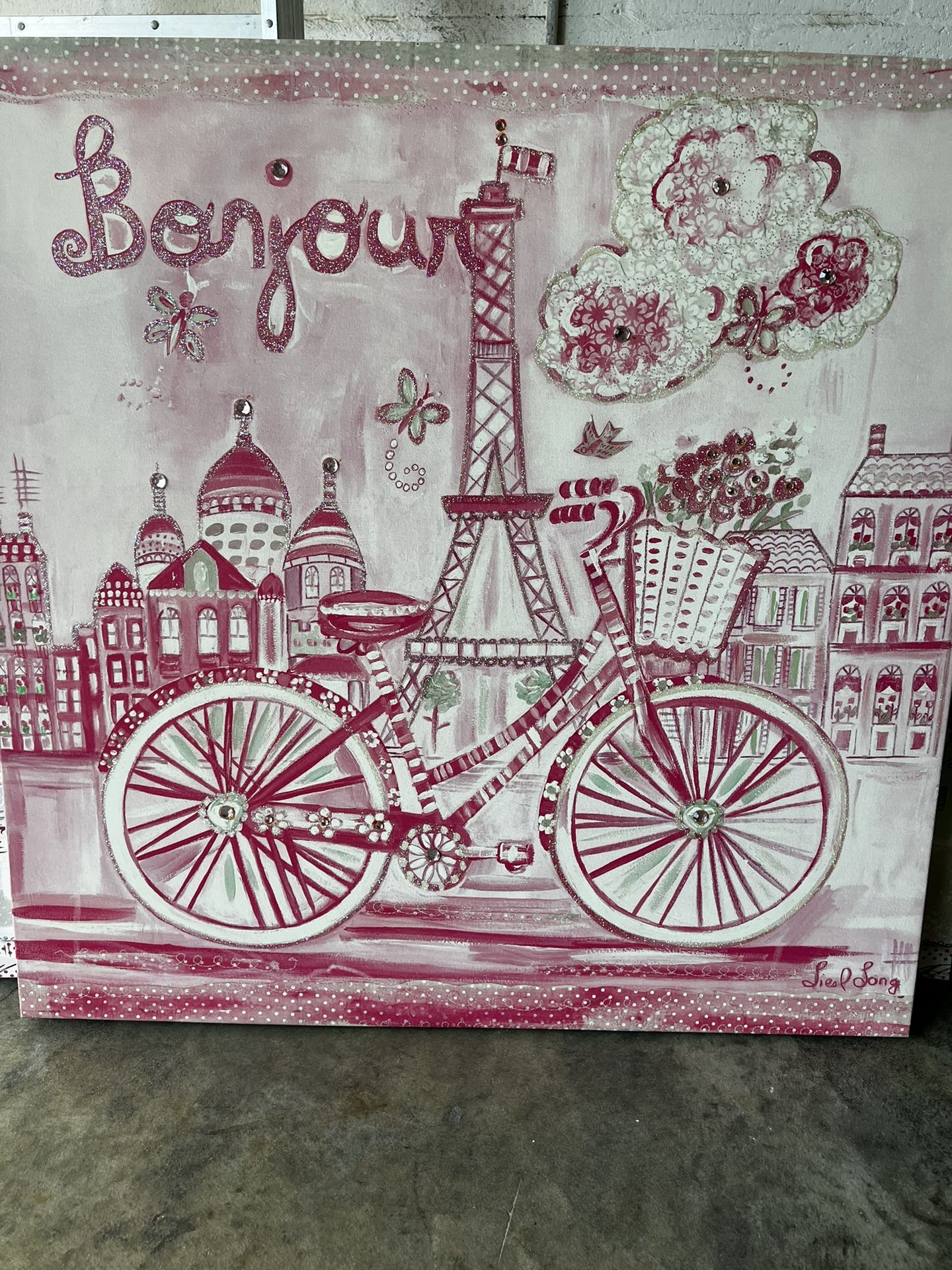 French Children Kids Artwork Bicycle