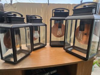 Set of 4 Outdoor Wall Lantern Light Fixtures – Large & Small