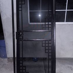 Black Metal Security Screen Door 33x80 – Heavy Duty – Modern Grid Design
