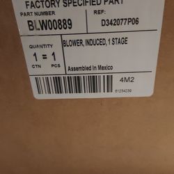 BLOWER; INDUCED, 1 STAGE part # BLW00889