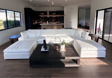 Large White U-Shaped Sectional Sofa