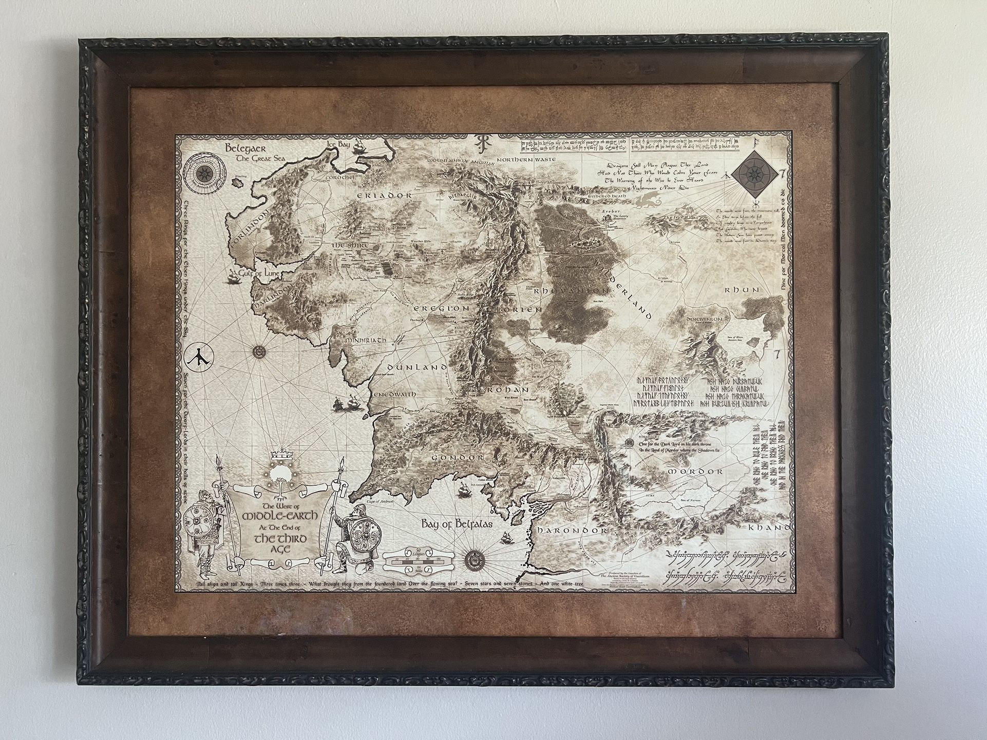 Framed Map of Middle Earth