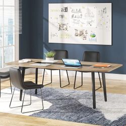 6FT Conference Table, 70.86L x 35.43W x 29.52H Inches Boat Shaped Meeting Table, Modern Seminar Tab