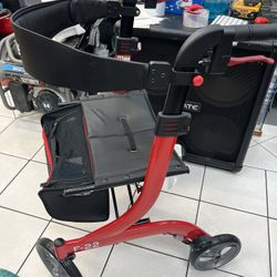 Drive Medical Nitro Euro Style Rollator Rolling Walker, Red with seat F-22