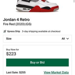 Jordan 4 Retro Fire Red 