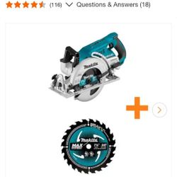 Makita Circular Saw 18v x2 LXT cordless rear handle

