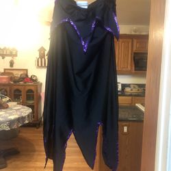 Women’s Size Large Halloween Costume Evil Pixie Short Dress. Black With Purple Accent.  Strapless.  Made Of 100% Polyester.  Preowned Good Condition .