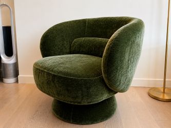 Olive Green Velvet Swivel Accent Chair, Like New