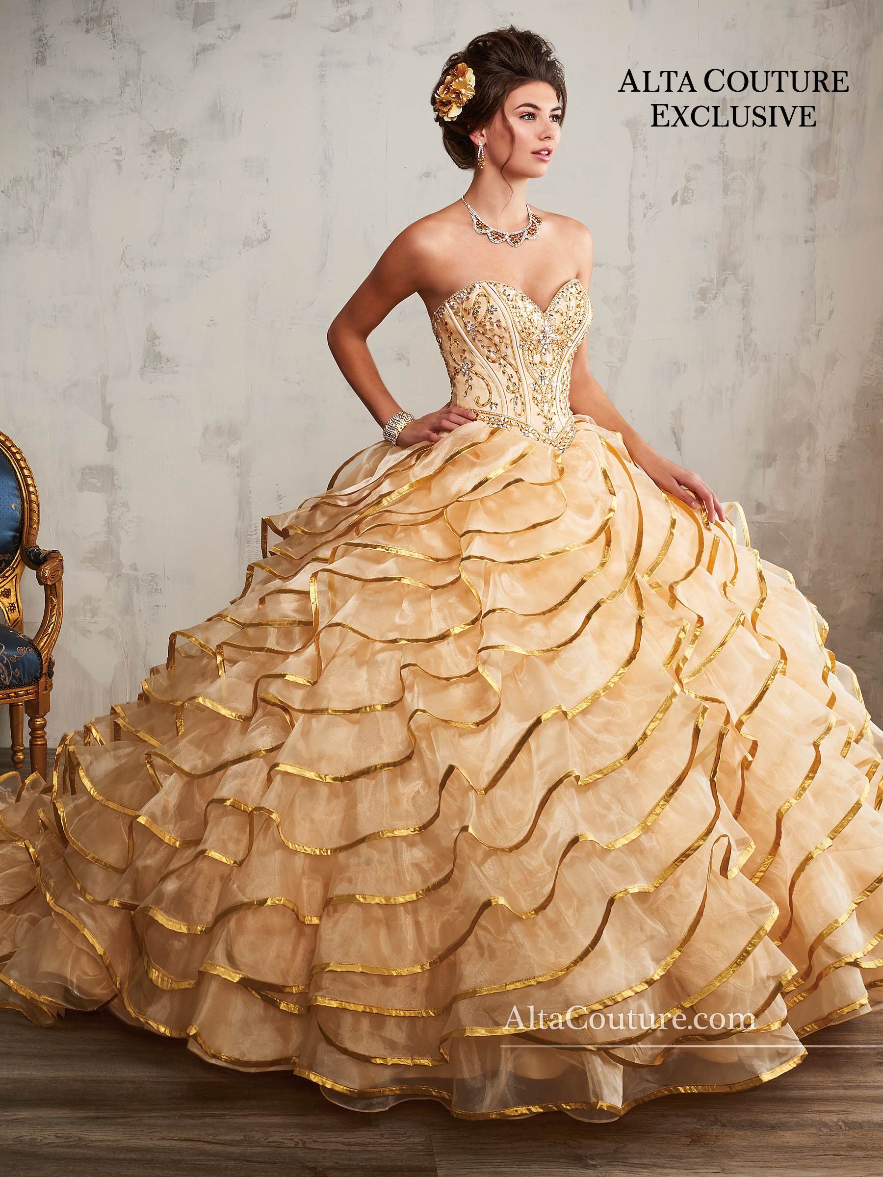 Brand new Gold quinceanera dress