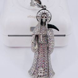 LA SANTA MUERTE pendant Gold-plated 14k No Chain Multi-stones 